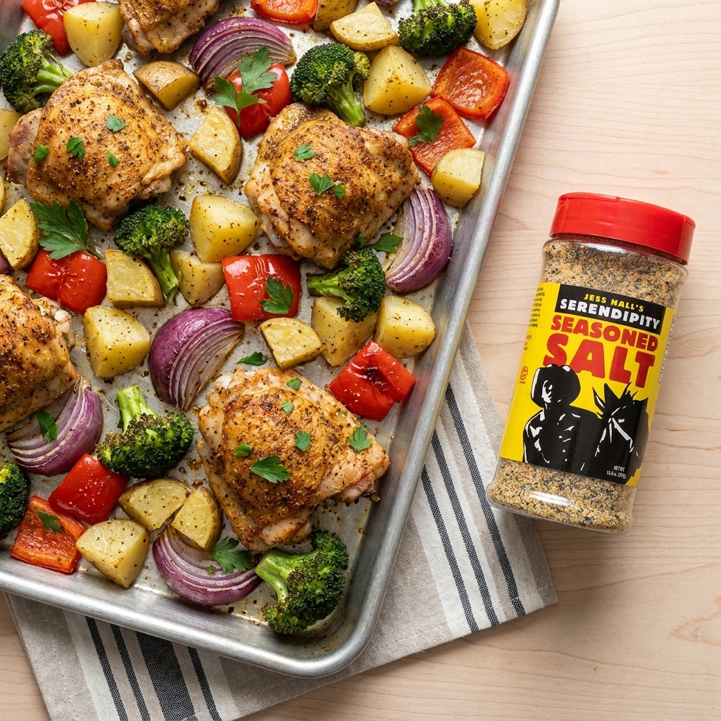 Jess Hall’s Serendipity original seasoned with chicken and veggie pan