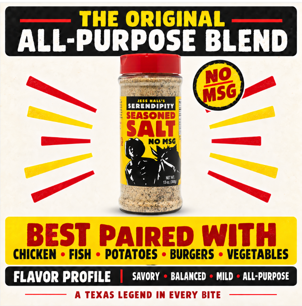Jess Hall’s Serendipity No MSG Seasoned Salt flavor flyer