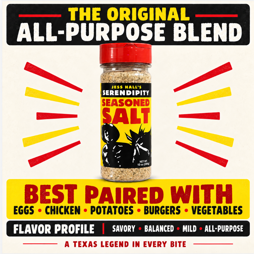 Jess Hall’s Serendipity original seasoned salt flavor overview flyer